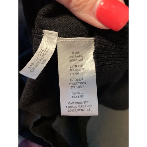 Women's Black and White Turtleneck Sweater - Picture 6 of 10